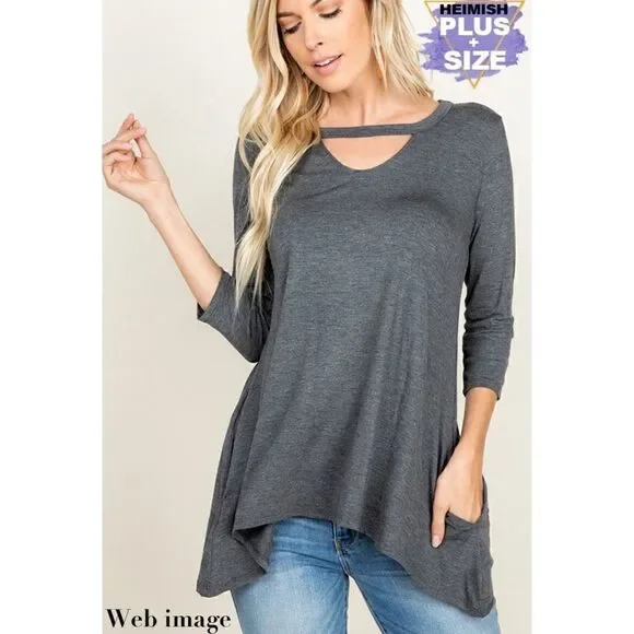 V neck/back multicolored tunic w/pockets - Picture 5 of 15